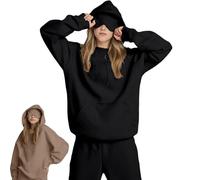 Yaepoip Comfort Airplane Mode Travel Hoodie with Eye Mask Built in, Wearable Blanket Hoodie with Hidden Pockets Unisex (Black,M)