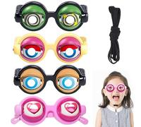 Yaepoip Crazy Prank Winking Blinking Eye Prank Toy Funny Glasses with Winking Eye Mechanism Kinetic Crazy Eyes Glasses with Strap (4PCS)