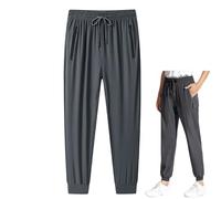 Yaepoip Ice Silk Mesh Panel Casual Pants, Quick Drying Comfort Cooling Pants for Men Over 55 (A: Jogger Gray,M)