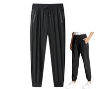 Yaepoip Ice Silk Mesh Panel Casual Pants, Quick Drying Comfort Cooling Pants for Men Over 55 (A: Jogger Black,4TG)