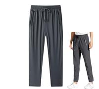 Yaepoip Ice Silk Mesh Panel Casual Pants, Quick Drying Comfort Cooling Pants for Men Over 55 (A: Striaight Gray,5TG)
