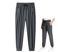 Yaepoip Ice Silk Mesh Panel Casual Pants, Quick Drying Comfort Cooling Pants for Men Over 55 (B: Jogger Gray,M)