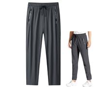 Yaepoip Ice Silk Mesh Panel Casual Pants, Quick Drying Comfort Cooling Pants for Men Over 55 (B: Striaight Gray,3TG)
