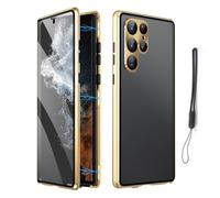Yaepoip Magnetic Tempered Glass Double-Sided Phone Case for Samsung S25 S24 S23 S22 S21 Ultra Plus, Anti-Peep All-Round Protection & Anti-Drop (for Samsung S25,Gold)