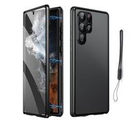Yaepoip Magnetic Tempered Glass Double-Sided Phone Case for Samsung S25 S24 S23 S22 S21 Ultra Plus, Anti-Peep All-Round Protection & Anti-Drop (for Samsung S22,Black)