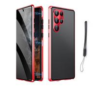 Yaepoip Magnetic Tempered Glass Double-Sided Phone Case for Samsung S25 S24 S23 S22 S21 Ultra Plus, Anti-Peep All-Round Protection & Anti-Drop (for Samsung S23,Red)
