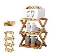 Yaepoip The 9-Tier No-Assembly Bamboo Rack, Multifunction No Assembly Narrow Shoe Shelf, Foldable Space-Saving Shoe Organizer for Entryway Closet Dorm (Natural,3 Tier)