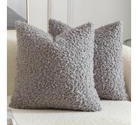 Yaertun Lot de 2 Housses de Coussin Décorative en Fausse Fourrure Taie d'oreiller en Sherpa Bou ouces et Duveteuses Coussin pour Canapé Sofa Lit et Salon 40x40 cm Gris Clair