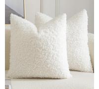Yaertun Lot de 2 Housses de Coussin Décorative en Fausse Fourrure Taie d'oreiller en Sherpa Bouclé Douces et Duveteuses Coussin pour Canapé Sofa Lit et Salon 40x40 cm Blanc crème