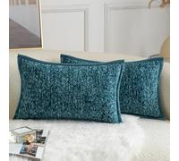 Yaertun Lot de 2 Housses de Coussin Décoratives à Motif Tie-Dye en Texture Chenille Taie d'oreiller d'Accent en Velours Doux et Confortable pour Canapé Sofa Chambre ou Salon 30 x 50 cm Bleu