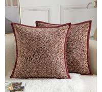 Yaertun Lot de 2 Housses de Coussin Décoratives à Motif Tie-Dye en Texture Chenille Taie d'oreiller d'Accent en Velours Doux et Confortable pour Canapé Sofa Chambre ou Salon 45 x 45 cm Bordeaux