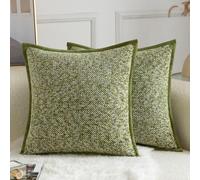 Yaertun Lot de 2 Housses de Coussin Décoratives à Motif Tie-Dye en Texture Chenille Taie d'oreiller d'Accent en Velours Doux et Confortable pour Canapé Sofa Chambre ou Salon 40 x 40 cm Vert Gazon