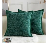 Yaertun Lot de 2 Housses de Coussin Décoratives à Motif Tie-Dye en Texture Chenille Taie d'oreiller d'Accent en Velours Doux et Confortable pour Canapé Sofa Chambre ou Salon 50 x 50 cm Vert