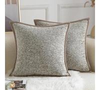 Yaertun Lot de 2 Housses de Coussin Décoratives à Motif Tie-Dye en Texture Chenille Taie d'oreiller d'Accent en Velours Doux et Confortable pour Canapé Sofa Chambre ou Salon 45 x 45 cm Kaki