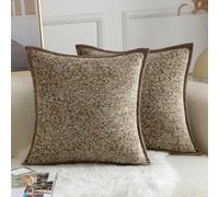 Yaertun Lot de 2 Housses de Coussin Décoratives à Motif Tie-Dye en Texture Chenille Taie d'oreiller d'Accent en Velours Doux et Confortable pour Canapé Sofa Chambre ou Salon 65 x 65 cm Marron