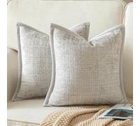 Yaertun Lot de 2 Housses de Coussin Décoratives Texturées Chenille Taie d'oreiller Uni Accentuelle Housse Douce et Confortable avec Dos en Velours pour Canapé Sofa Lit Salon 65x65 cm Gris Perle