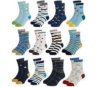 Yafane 12 Paires Chaussettes Bébés Antidérapante Coton pour Bébés Nouveau-nés Garçons Fille et Enfants 0-7 Ans (A Set, 0-12 mois)