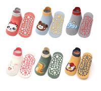Yafane 6 Paires Chaussettes Antidérapantes en Coton Bébé Enfant Bébés Garçons Et Filles (FR/ES, Âge, 1 an, 3 ans, Multicolore B)