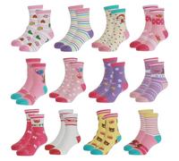 Yafane Lot de 12 paires de chaussettes en coton respirantes multicolores de 0 à 7 ans pour bébé unisexe chaussettes pour fille et enfant et garçons idéal cadeau, Multicolore 24, 3-5 ans