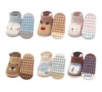 Yafane Lot de 6 paires de chaussettes antidérapantes pour fille, en coton, pour enfants, pour enfants, pour enfants, pour filles, pour enfants, multicolore, 3-5 ans