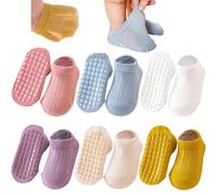Yafane Lot de 6 paires de chaussettes antidérapantes pour fille, en coton, pour enfants, pour enfants, pour enfants, pour filles, pour enfants, Bleu/Rose/Violet/Jaune/Blanc, 1-3 ans