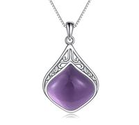 YAFEINI Améthyste Chaîne en Argent Sterling Irlandais Celtique Filigrane Larmes Pendentif Collier Bijoux Cadeaux pour Femmes Filles Fille