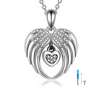YAFEINI Ange gardien ailes urne collier cendres argent sterling crémation bijoux commémoratifs femmes hommes (Garde angel wings urn collier)