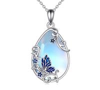 YAFEINI Collier Avec Pendentif Colibri/Libellule/Papillon/aAbeille en Argent Ssterling Avec Pendentif en Pierre de Llune Bijoux Cadeaux pour Maman Petite Amie (Papillon)