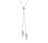 YAFEINI Collier avec pierre de naissance en argent sterling 925 avec ailes d'ange et pendentif en forme d'ailes d'ange gardien pour femme - Cadeau de bijoux