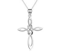 YAFEINI Collier Croix Celtique Argent Sterling Noeud Celtique Amour Infini Pendentif Collier Bijoux pour Femmes Filles (Collier croix celtique A)