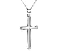 YAFEINI Collier croix, collier pendentif crucifix religieux en argent sterling, collier gravé, foi, espoir, amour, cadeaux pour femmes et hommes (collier croix en argent)