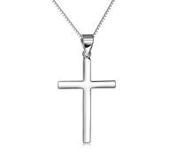 YAFEINI Collier croix simple en argent sterling Plaqué or et croix religieuses pour femmes filles garçons, 18 ''