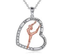 YAFEINI Collier en argent sterling 925 avec pendentif en forme de gymnaste pour fille, Argent sterling, Zircone cubique