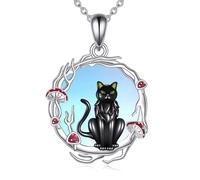 YAFEINI Collier en argent sterling avec pendentif en pierre de lune en forme de chat/renard/abeille/dauphin/corbeau, 1, Argent sterling, Pas de gemme