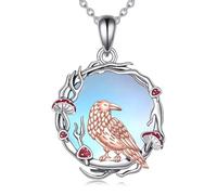 YAFEINI Collier en argent sterling avec pendentif en pierre de lune en forme de chat/renard/abeille/dauphin/corbeau, 1, Argent sterling, Pas de gemme