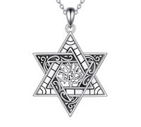 YAFEINI Collier étoile de David en argent sterling, collier arbre de vie, bijoux juifs, cadeaux pour femmes et hommes