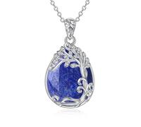 YAFEINI Collier Lapis Lazuli en Argent Sterling 925 avec Pendentif Arbre de vie, Bijoux Cadeaux pour Femmes et Filles (GG-Arbre de Vie Lapis Lazuli)