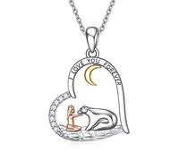 YAFEINI Collier Ours en Argent Sterling je T'aime Ours et Fille Amour Coeur Pendentif Collier Bijoux Cadeaux pour Femmes