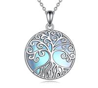 YAFEINI Collier Pendentif en Filigrane avec Chaîne en Argent Sterling 925 et Pierre de Lune pour Femmes et Filles (C-Collier Pierre de Lune Arbre de Vie)