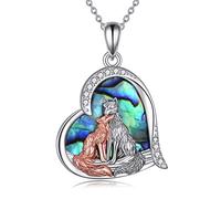 YAFEINI Collier Renard pour Femmes Filles en Argent Sterling Kitsune Renard Cœur Amour Pendentif Bijoux Cadeau, 1.37*0.96IN, Argent sterling