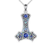 YAFEINI Colliers Wiccan Païen/Pentagramme avec Pierre de Lune en Argent Aterling Celtique avec Pendentif Amulette Bijoux de Sorcière Talisman Cadeau pour Femmes Hommes (E)