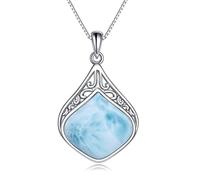 YAFEINI Larimar Bijoux Chaîne Argent Sterling Irlandais Celtique Filigrane Larmes Pierre Naturelle Larimar Pendentif Collier Bijoux Cadeaux pour Femmes Filles (Larimar Larme Bijoux)