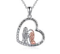 YAFEINI Mère et Fille Collier 925 Argent Sterling Maman Coeur Collier Mère Fille Pendentif Collier Bijoux Cadeaux pour Maman