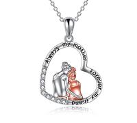 YAFEINI Mère et Fille Collier 925 Argent Sterling Maman Coeur Collier Mère Fille Pendentif Collier Bijoux Cadeaux pour Maman (N-Collier mère et fille)