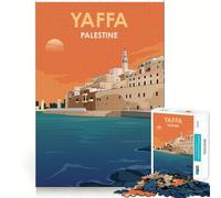 Yaffa Palestine Design Puzzles pour Adultes 1000 pièces Stimule la Concentration Jeu Amusant Taille Uniforme Pièces précises Activité de Partage pour Les Proches (38x52cm)