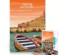 Yaffa Palestine Skyline Puzzle 1000 pièces pour Adolescents Jeu de Construction Cognitive Zéro Espace Ajustement Parfait Format Compact Amusant pour Les Moments de Jeu en Famille (50x75cm)