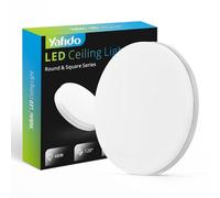 Yafido 48W Plafonnier LED Salle de Bain Chambre Éclairage de Plafond Applique Murale, 4320LM Blanc Chaud Luminaire Cuisine IP44 Lampe Plat Salon Couloir Garage Interieur Puissant 30CM Blanc Carré