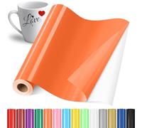YAFLC Vinyle Adhésif Orange, 30.5x400cm Rouleau de Vinyl Permanent, Film Autocollant pour Tasses, Verre, Céramique, Cadeaux de Bricolage, Noël