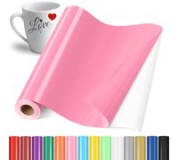 YAFLC Vinyle Adhésif Rose, 30.5x400cm Rouleau de Vinyl Permanent, Film Autocollant pour Tasses, Verre, Céramique, Cadeaux de Bricolage, Noël