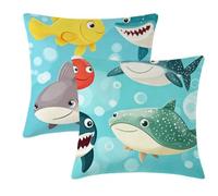 Yagagse Coussin Exterieur Impermeable Vert 55x55 Lot de 2 Velours 0K-1 | Taie Oreiller Requin Housse Coussin Exterieur avec Fermeture Éclair Cachée pour Decoration Chambre, Salon de Jardin, Canapé